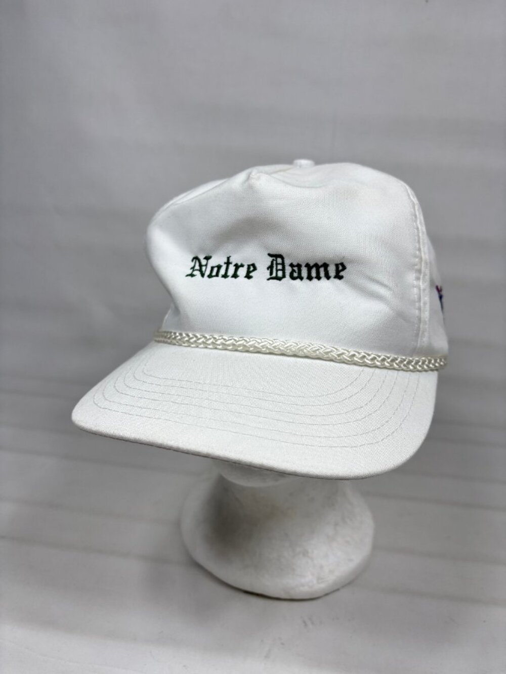 RARE VTG Notre Dame Fighting Irish Golf White Rope Strapback Cap Hat Head To Toe